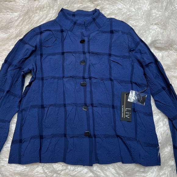 Liv by Habitat Pucker Crop Jacket Crinkle Indigo Style 220133 - Picture 2 of 4